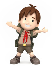 3D render of happy boy scout