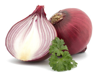 Red onion and isolated on white background