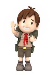 3D render of happy boy scout