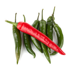 Hot chili peppers isolated on white background