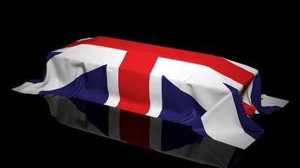 Coffin covered with the flag of  UK