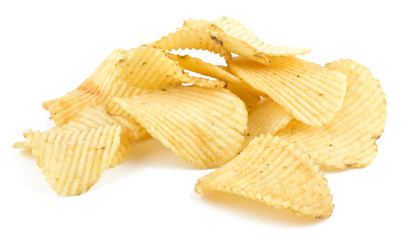 Potato chips isolated on white background