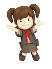 3D render of a happy girl scout