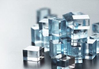 a pile of many little glass cubes