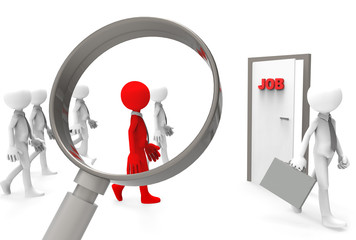Buscar con lupa gente de trabajo