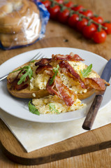Bagels with bacon and eggs