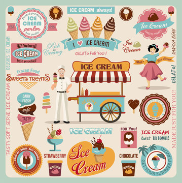 Collection of Ice Cream Design Elements.Vector Illustration