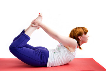 Fototapeta premium middle aged woman exercise yoga