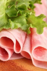 Close-up of ham and lettuce