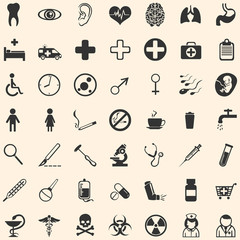 Obraz premium Vector set of 49 medical icons