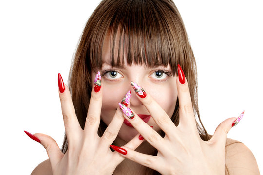 Woman with fingernails