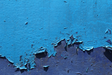 blue peeling paint background or texture