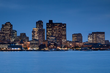 Boston skyline at dusk