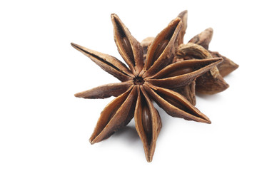 Star Anise macro on white background