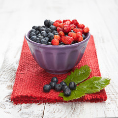 Fresh blueberries and strawberries