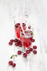 Drink with fresh cherries