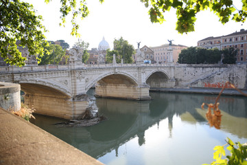 Fototapeta na wymiar View of the Bridge Vittorio Emmanuel II, Rome