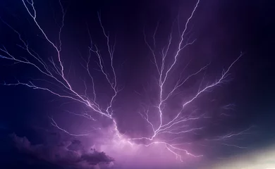Acrylic prints Storm Powerful lightnings