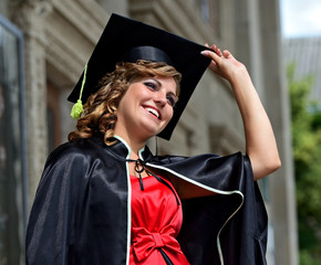 A university graduate in robes