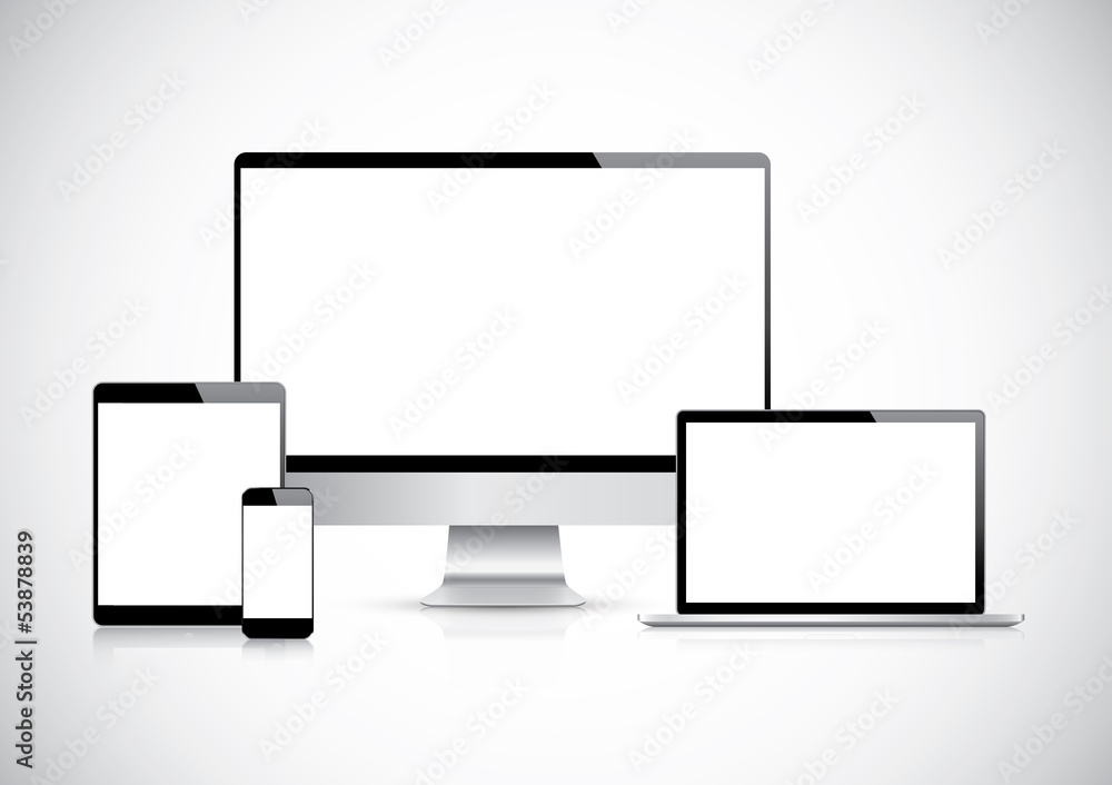 Poster top quality electronic devices empty screen pack vector