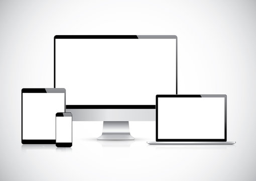 Top quality electronic devices empty screen pack vector