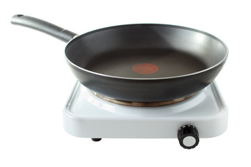 Electric portable hotplate with frying pan , isolated - 53879402