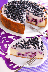 blueberry cheesecake with mascarpone and fresh fruits
