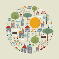 Trendy go green icons circle