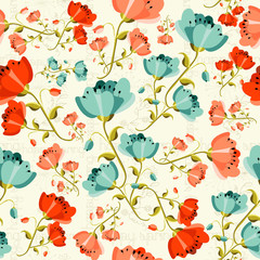 Motif de fleurs de pavot joyeux printemps