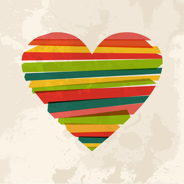 Vintage multicolor heart love shape