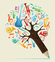 Musical studies concept pencil tree