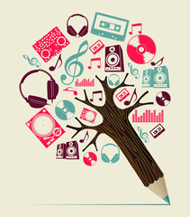 Dj music concept pencil tree