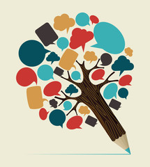 Social media concept pencil tree