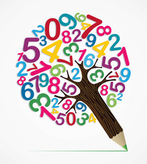 Number variety concept pencil tree