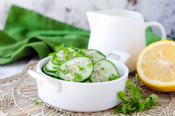 .Salad from fresh cucumbers