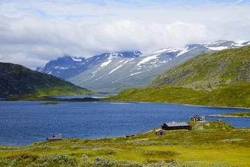 Keuken foto achterwand Landscape with farmhouse in Norway © hdsidesign