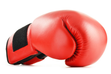 Red leather boxing glove isolated on white