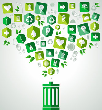 Green splash recycle bin