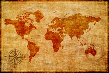 World map on old paper