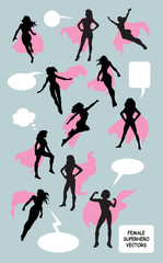 Female Superhero Silhouettes © ComicVector