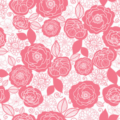 VectorSoft pink and white florals seamless pattern background