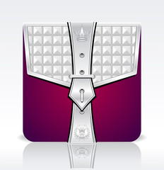 Folder icon with crown leaves silver red colors