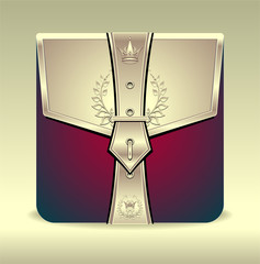 Folder icon with crown leaves gold red colors