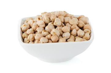 Closeup of a bowl with chickpeas