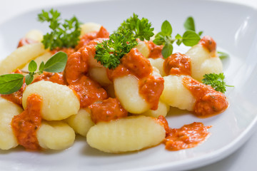 Gnocchi pasta with tomato sauce