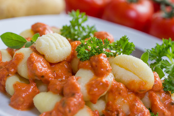Gnocchi pasta with tomato sauce