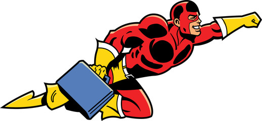 Flying Business Superhero With Briefcase