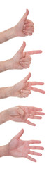 Close-up Of Hand Gesturing Numbers 1 To 5