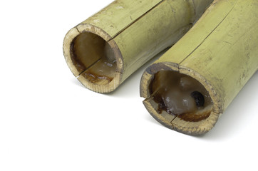 Fototapeta premium Khaolam Thai Dessert, glutinous rice roasted in bamboo joints