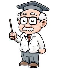 Vector illustration of Cartoon Professor